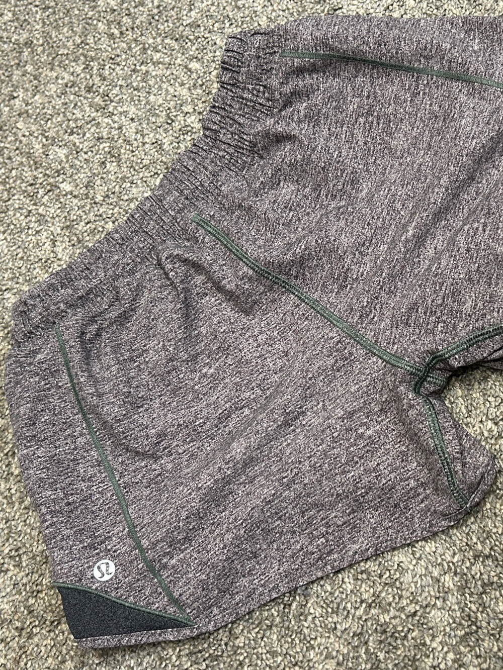 lululemon athletica HeatheredGreen Athletic Shorts with Green Stitching